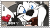 a drawing of a grey and white furry with the text i heart furry art