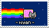 nyan cat flying through space with text saying -nyan- under her